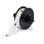 image of Brady B30-246-595-NFR Die-Cut Printer Label Roll - 3 in x 1.125 in - Vinyl - Blue / Red / White / Yellow - B-595 - 18354
