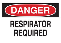 image of Brady B-302 Polyester Rectangle White Respirator Sign - 10 in Width x 7 in Height - Laminated - 88617