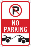 image of Brady B-959 Aluminum Rectangle White Parking Restriction, Permission & Information Sign - Reflective - 141796