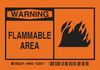 image of Brady B-302 Polyester Rectangle Orange Flammable Material Sign - 49950