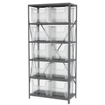 image of Akro-Mils AS1879 3300 lb Clear Gray Steel 22 ga Fixed Rack - 36 in Overall Length - 10 Bins - Bins Included - AS187913018SC