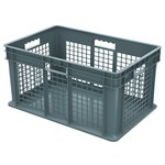 image of Akro-Mils 37672 Straight Wall Container - Gray - Industrial Grade Polymer - 23 3/4 in x 15 3/4 in x 12 1/4 in - 37672 GREY