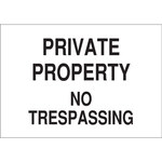 image of Brady B-120 Fiberglass Reinforced Polyester Rectangle White No Trespassing Sign - 10 in Width x 7 in Height - 122884