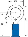 image of 3M Scotchlok MV14-38RK Blue Brazed Vinyl Brazed Ring Terminal - 1.13 in Length - 0.56 in0.56 in Wide - 0.09 in Inside Diameter - 3/8 in Stud - 00546