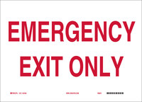 image of Brady B-555 Aluminum Rectangle White Emergency Exit Sign - 10 in Width x 7 in Height - 41045