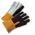 image of West Chester Black/Brown/Gray Large Split Cowhide Welding Glove - Straight Thumb - 13.5 in Length - 2086GLF