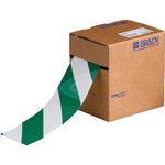 image of Brady ToughStripe Green / White Floor Marking Tape - 3 in Width x 100 ft Length - 0.008 in Thick - 84527