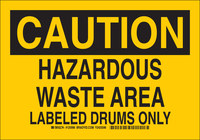 image of Brady B-555 Aluminum Rectangle Yellow Hazardous Material Sign - 10 in Width x 7 in Height - 125994