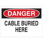 image of Brady B-401 Polystyrene Rectangle White Buried Cable or Line Sign - 10 in Width x 7 in Height - 25530