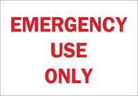 image of Brady B-555 Aluminum Rectangle White Emergency Use Sign - 10 in Width x 7 in Height - 43281