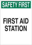 image of Brady B-555 Aluminum Rectangle White First Aid Sign - 10 in Width x 14 in Height - 41211