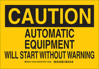 image of Brady B-555 Aluminum Rectangle Yellow Equipment Safety Sign - 10 in Width x 7 in Height - 124217