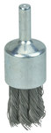 image of Weiler Steel Cup Brush - Unthreaded Stem Attachment - 0.85 in Width x 2.55 in Length - 3/4 in3/4 in Diameter - 3/4 in Outside Diameter - 0.014 in Bristle Diameter - 10025