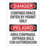 image of Brady B-302 Polyester Rectangle White Confined Space Sign - 14 in Width x 14 in Height - Laminated - Language English / Spanish - 90803