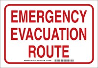image of Brady B-401 High Impact Polystyrene Rectangle White Evacuation Route Sign - 14 in Width x 10 in Height - 132168