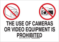 image of Brady B-401 High Impact Polystyrene Rectangle White No Camera Sign - 14 in Width x 10 in Height - 95423
