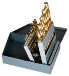 image of Cle-Line 1898-TN Parabolic Jobber Drill C24380 - Right Hand Cut - Radial 118° Point - TiN Finish - Spiral Flute - High-Speed Steel - Straight Shank