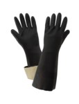 image of Global Glove FrogWear Black One Size Fits All Supported Chemical-Resistant Gloves - 15 in Length - Rough Finish - 22 mil Thick - 245CT