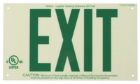 image of Brady Bradyglo B-347 Polyester / Polystyrene Rectangle White Exit Sign - 15 in Width x 8.5 in Height - Glow in the Dark - 87808B