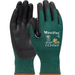 image of PIP MaxiFlex Cut 34-8443 Green/Black Large Cut-Resistant Gloves - ANSI A2 Cut Resistance - Nitrile Palm & Fingers Coating - 9.3 in Length - 34-8443/L