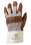 image of Ansell Hyd-Tuf 52-547 Brown/Gray 9 Cotton/Leather Work Gloves - Nitrile Palm Only Coating - 207480