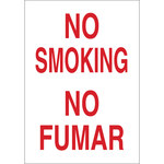 image of Brady B-120 Fiberglass Reinforced Polyester Rectangle White No Smoking Sign - 14 in Width x 20 in Height - Language English / Spanish - 39820