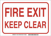 image of Brady B-401 High Impact Polystyrene Rectangle White Fire Exit Sign - 10 in Width x 7 in Height - 132136
