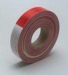image of 3M Diamond Grade 983-32 Red / White Reflective Conspicuity Tape - 1 1/2 in Width x 150 ft Length - 0.014 to 0.018 in Thick - 67764