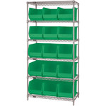 image of WSBQ260G Shelves With Bins - Wire Shelving and Plastic Bins - 3169