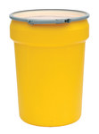 image of Eagle Yellow High Density Polyethylene 30 gal Spill Containment Drum - Metal Lever-Lock - 28 1/2 in Height - 16 5/8 (Bottom) in, 21 1/8 (Top) in Overall Diameter - 048441-60319