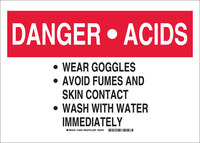image of Brady B-555 Aluminum Rectangle White Chemical Warning Sign - 14 in Width x 10 in Height - 18259