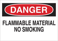 image of Brady B-555 Aluminum Rectangle White Flammable Material Sign - 10 in Width x 7 in Height - 43245