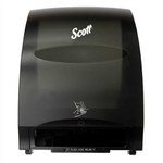 image of Scott Essential 1 standard roll Smoke Paper Towel Dispenser - 1 standard roll Capacity - Motion Sensor Dispensing - 12.7 in Overall Length - 15.761 in Width - 48860