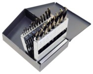 image of Cle-Line 1875R Heavy-Duty Mechanics Length Drill C21161 - Right Hand Cut - Split 135° Point - Black & Gold Finish - Spiral Flute - High-Speed Steel - Straight with 3 Flats Shank