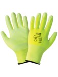 image of Global Glove Samurai PUG-118 Hi-Vis Lime 2X-Small Cut-Resistant Glove - ANSI A2 Cut Resistance - Polyurethane Palm Coating - PUG-118/XXS