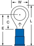 image of 3M Scotchlok MVU14-516R/SK Blue Butted Vinyl Butted Ring Terminal - 1.08 in Length - 0.47 in0.47 in Wide - 0.07 in Inside Diameter - 5/16 in Stud - 01456