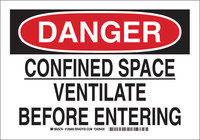 image of Brady B-555 Aluminum Rectangle White Confined Space Sign - 10 in Width x 7 in Height - 126804