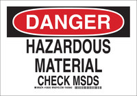 image of Brady B-555 Aluminum Rectangle White Hazardous Material Sign - 14 in Width x 10 in Height - 126243
