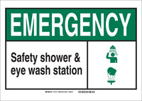 image of Brady B-302 Polyester Rectangle Eyewash & Shower Sign - 7 in Width x 5 in Height - Laminated - 119995