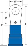 image of 3M Scotchlok MN6-14R/SK Blue Brazed Nylon Brazed Ring Terminal - 1.5 in Length - 0.47 in0.47 in Wide - 0.440 in Max Insulation Outside Diameter - 0.25 in Inside Diameter - 1/4 in Stud - 08273
