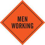 image of Brady Mesh Diamond Orange Road Construction Sign - 48 in Width x 48 in Height - 56800