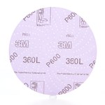 image of 3M Hookit 360L Coated Aluminum Oxide Purple Hook & Loop Disc - Film Backing - 3 mil Weight - P600 Grit - Extra Fine - 6 in Diameter - 20804