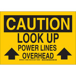 image of Brady B-555 Aluminum Rectangle Yellow Overhead Power Lines Sign - 10 in Width x 7 in Height - 126966