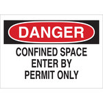 image of Brady B-120 Fiberglass Reinforced Polyester Rectangle White Confined Space Sign - 10 in Width x 7 in Height - 70248