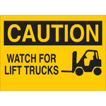 image of Brady B-401 Polystyrene Rectangle Yellow Truck & Forklift Warehouse Traffic Sign - 14 in Width x 10 in Height - 25906