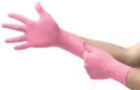 image of Ansell Micro-Touch Nitrafree Pink Large Powder Free Disposable Gloves - Textured Fingers Finish - 6034513