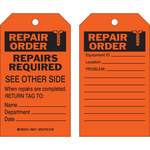 image of Brady 86511 Black on Orange Polyester / Paper Maintenance Tag - 4 in Width - 7 in Height - B-837
