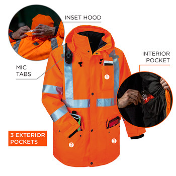 Ergodyne Glowear Cold Condition Jacket 8385 24374 - Size Large - High-Visibility Orange
