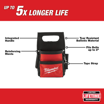 Milwaukee Red/Black 1680D Ballistic Nylon Electricians Pouch - 11 in Length - 7 in Wide - 48-22-8111