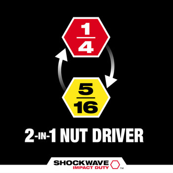 Milwaukee SHOCKWAVE Impact Duty QUIK-CLEAR 1/4 in, 5/16 in 49-66-4742 2-in-1 Nut Driver - 2.425 in - 63349
